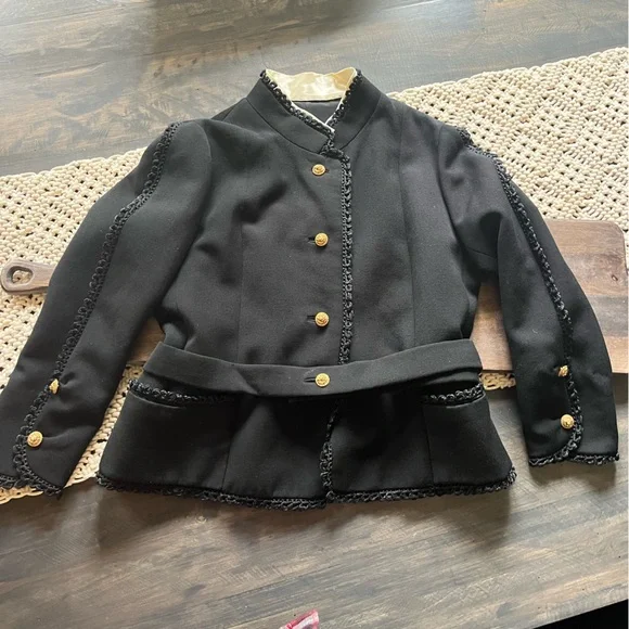 Holt Renfrew Vintage Black Wool Jacket & Skirt Set Size 6 Excellent - Picture 4 of 15